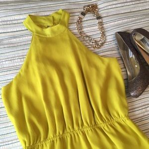 Max & Cleo chartreuse keyhole back dress